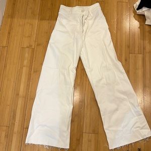 zara wide leg pants, white, new, high rise